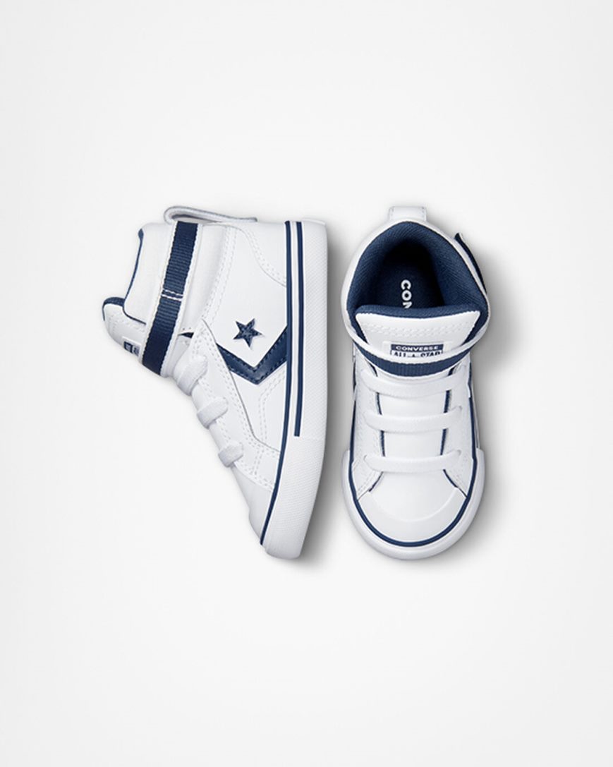 Boys' Converse Pro Blaze Strap Easy-On Varsity Club High Top Shoes White / Navy / White | AU 1C903Q